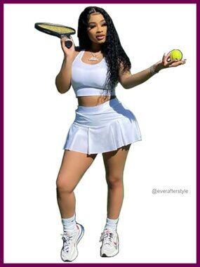 Women's 2-Piece Tennis Skirt Set with Tank Top and Pleated Skort